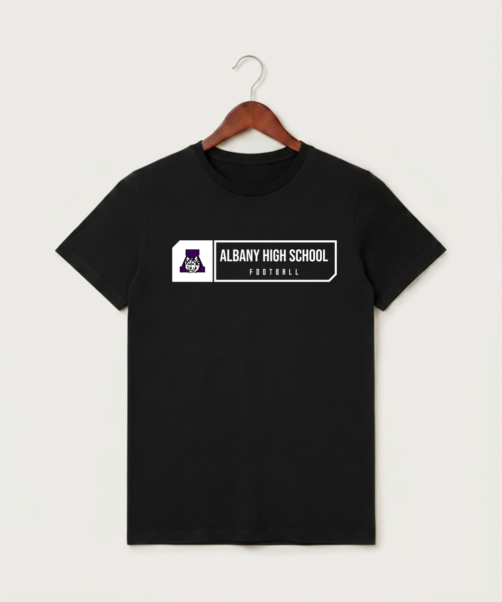 Albany High School Football (Boys) - Black T-Shirt - Full Front
