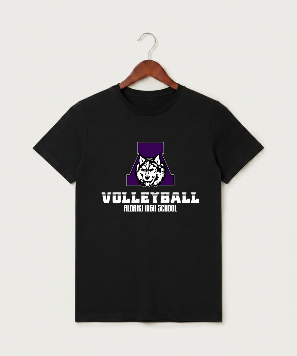 Albany High School Volleyball (Girls) - Black T-Shirt - Full Front