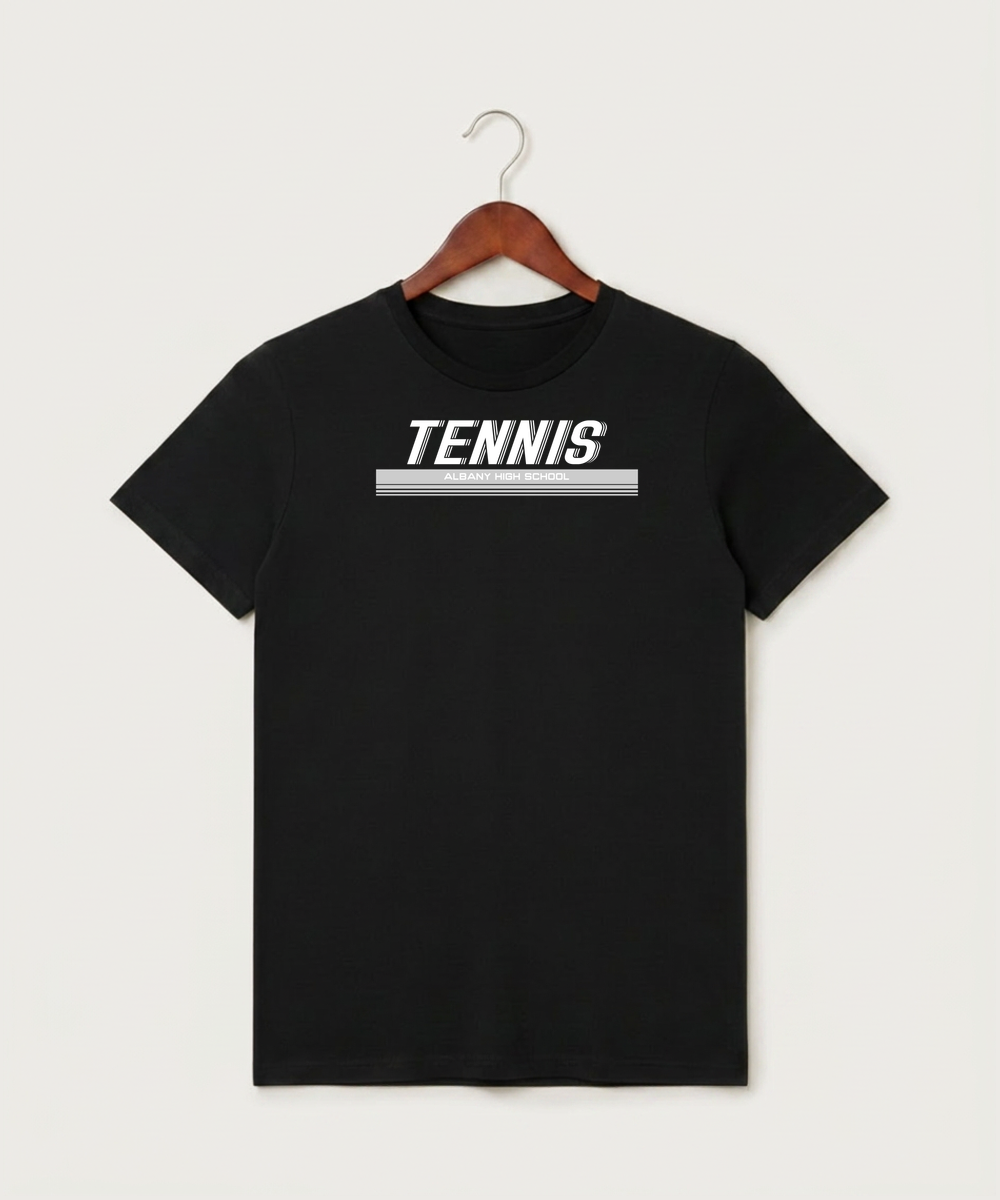 Albany High School Tennis (Boys) - Black T-Shirt - Full Front