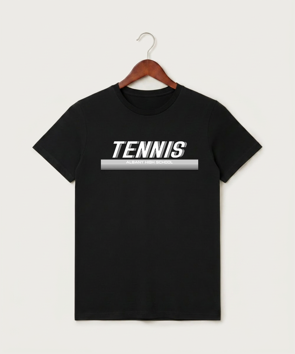 Albany High School Tennis (Boys) - Black T-Shirt - Full Front