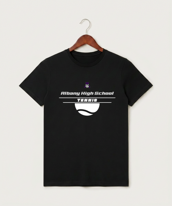 Albany High School Tennis (Boys) - Black T-Shirt - Full Front