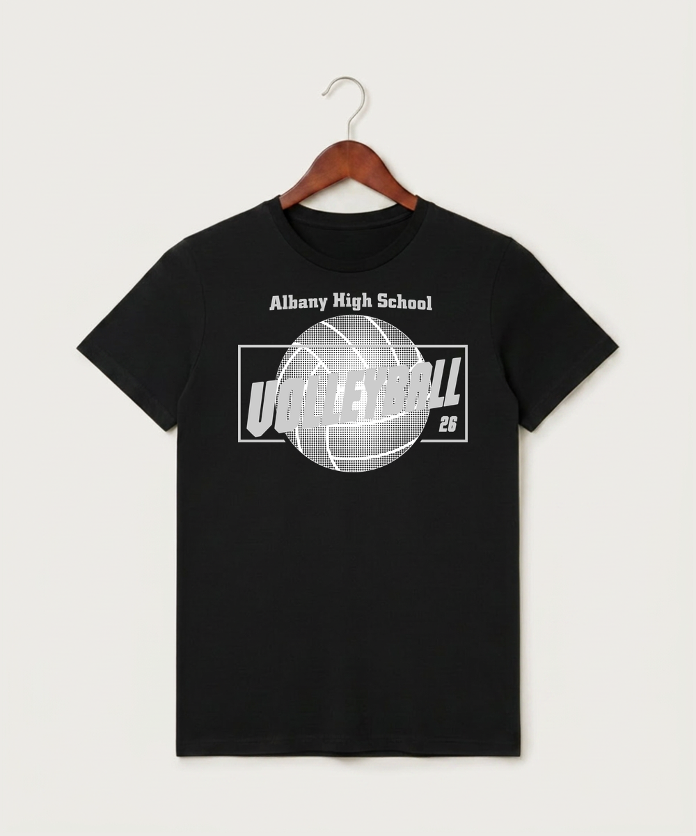 Albany High School Volleyball (Girls) - Black T-Shirt - Full Front