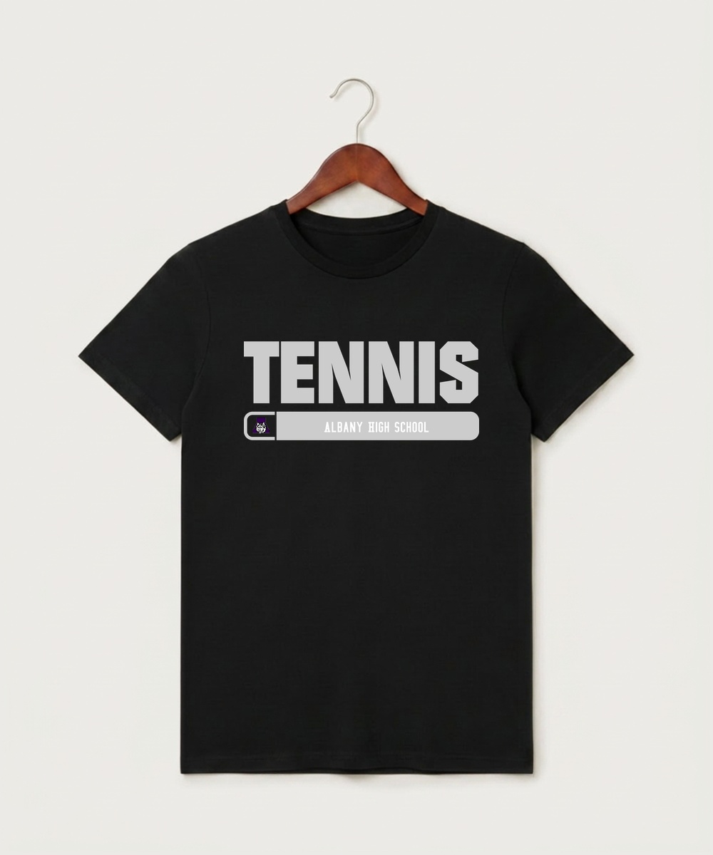 Albany High School Tennis (Boys) - Black T-Shirt - Full Front