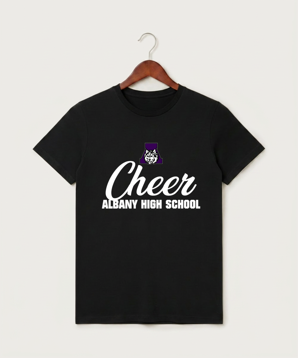 Albany High School Cheerleading - Black T-Shirt - Full Front