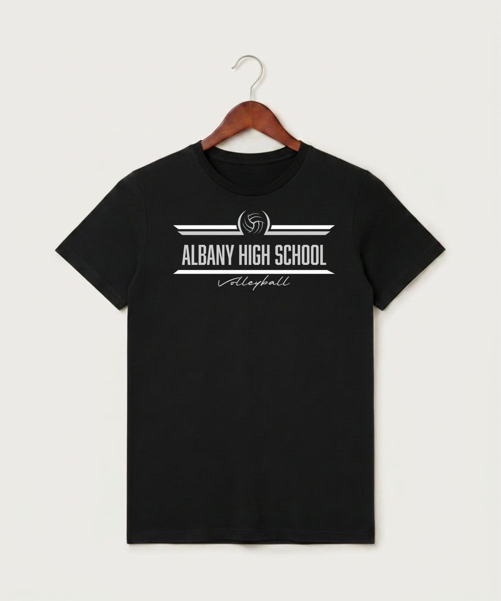 Albany High School Volleyball (Girls) - Black T-Shirt - Full Front