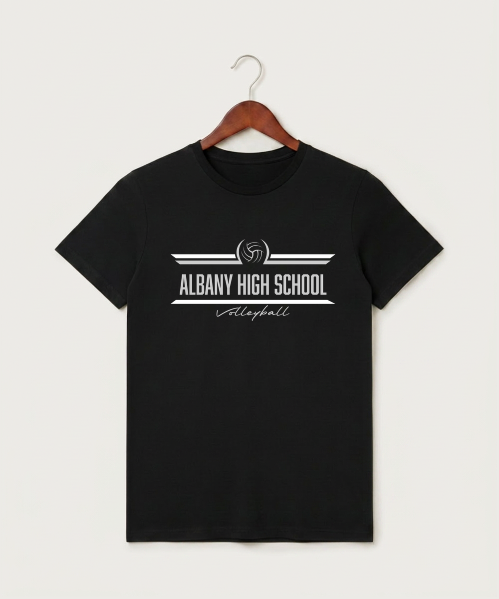 Albany High School Volleyball (Girls) - Black T-Shirt - Full Front