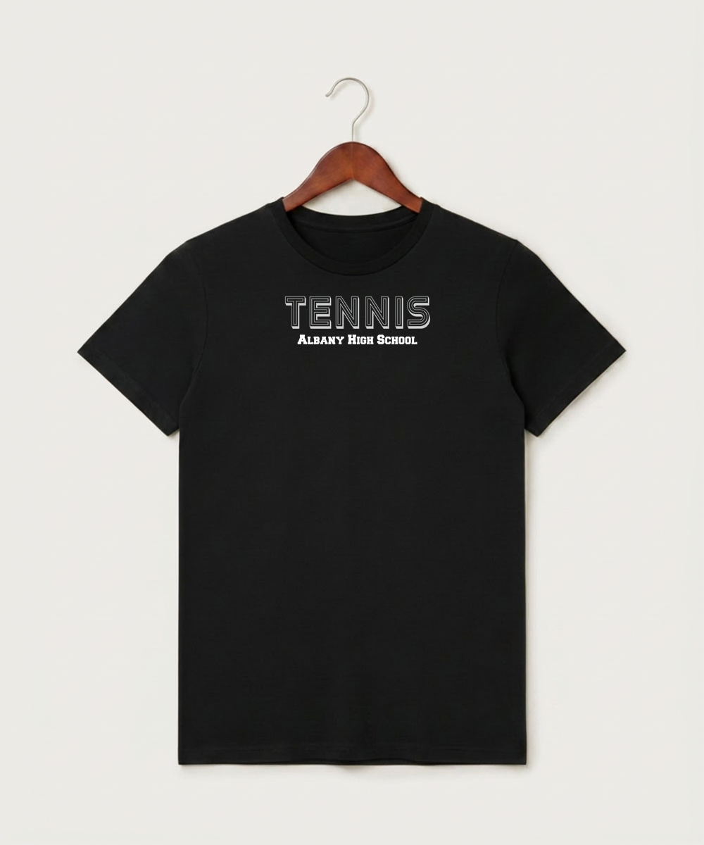 Albany High School Tennis (Boys) - Black T-Shirt - Full Front
