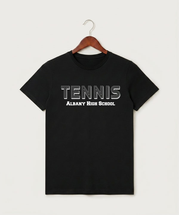 Albany High School Tennis (Boys) - Black T-Shirt - Full Front