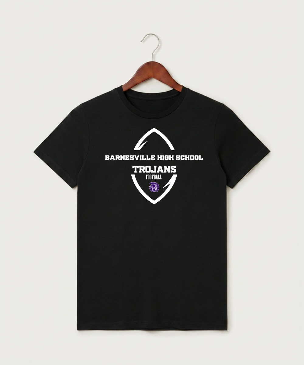 Barnesville High School Football (Boys) - Black T-Shirt - Full Front