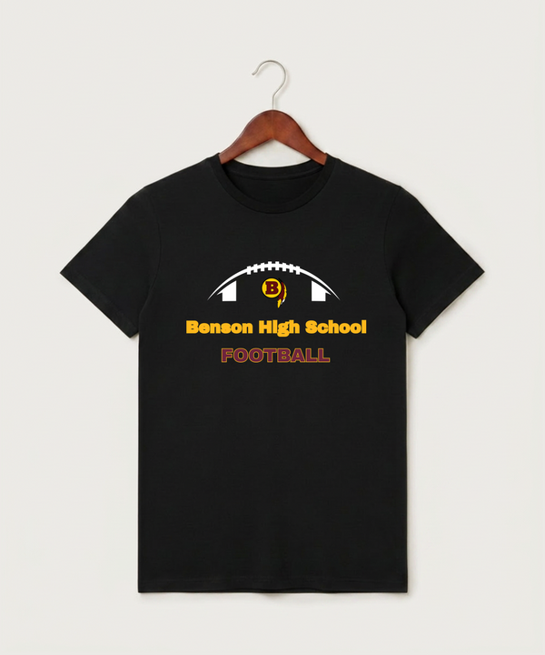 Benson High School Football (Boys) - Black T-Shirt - Full Front