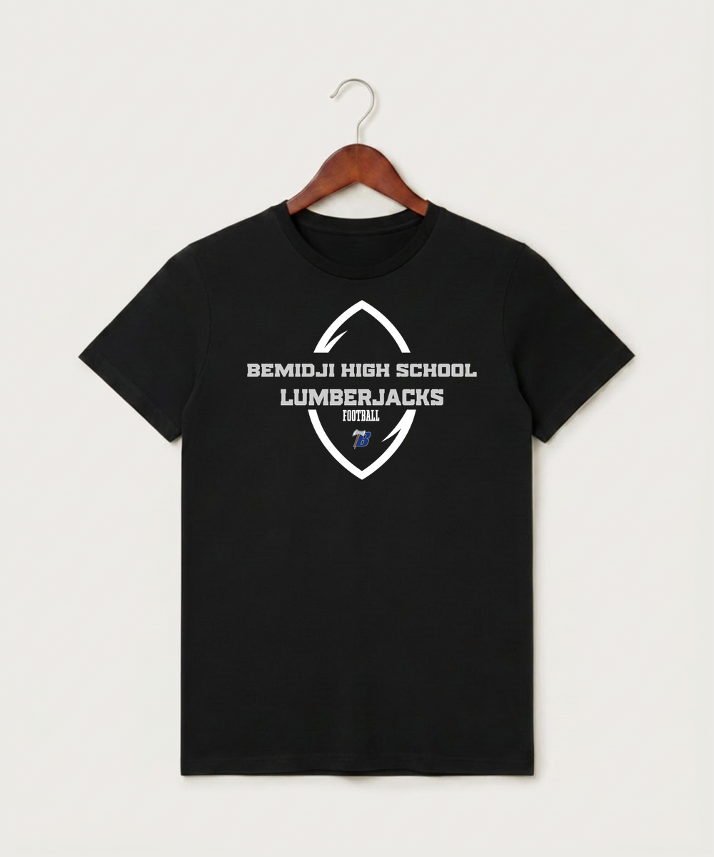 Bemidji High School Football (Boys) - Black T-Shirt - Full Front