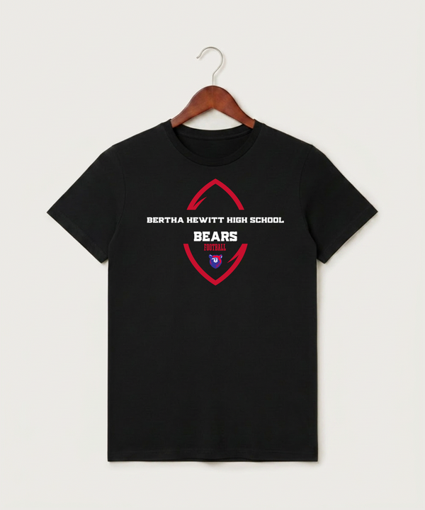 Bertha Hewitt High School Football (Boys) - Black T-Shirt - Full Front
