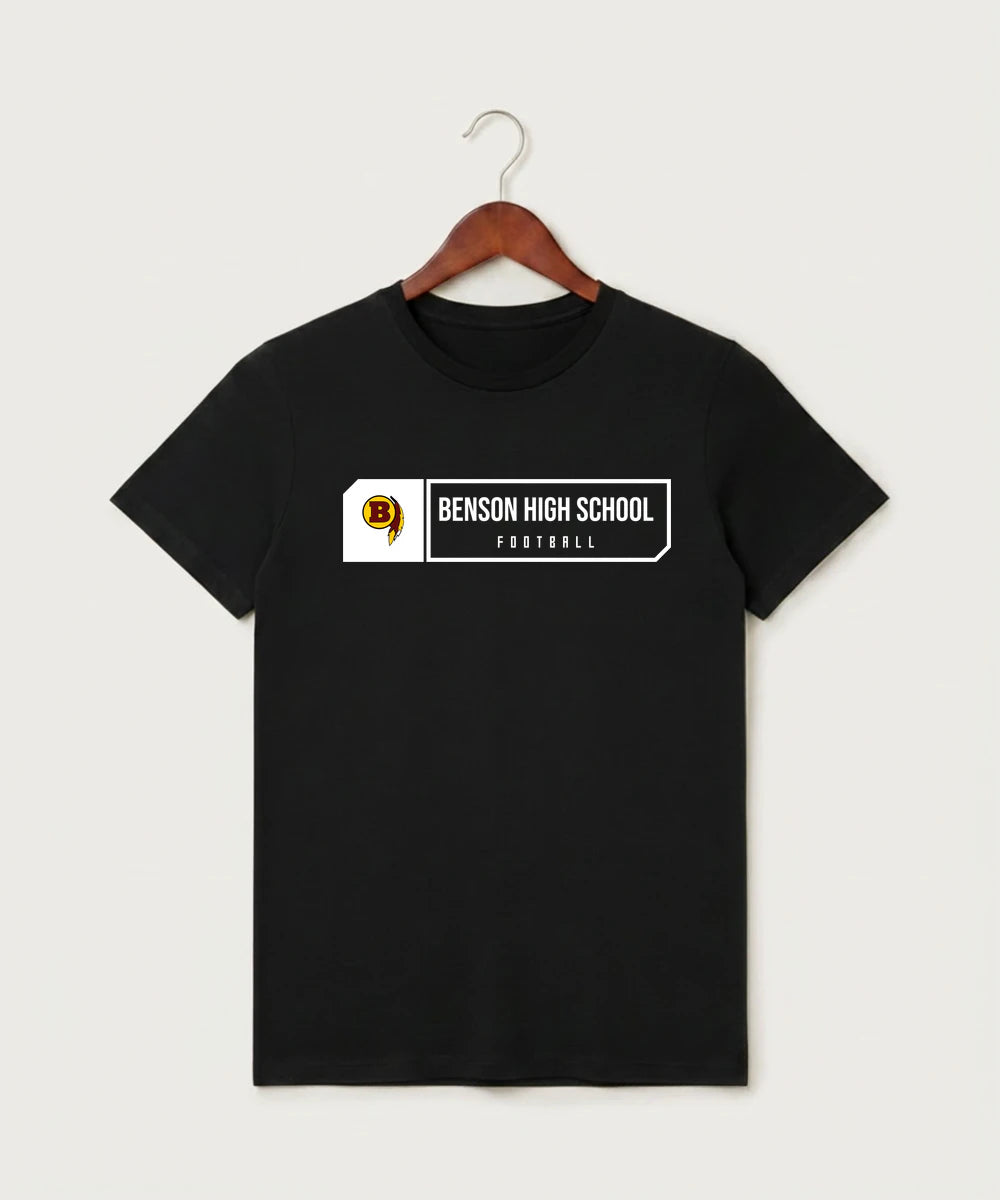 Benson High School Football (Boys) - Black T-Shirt - Full Front