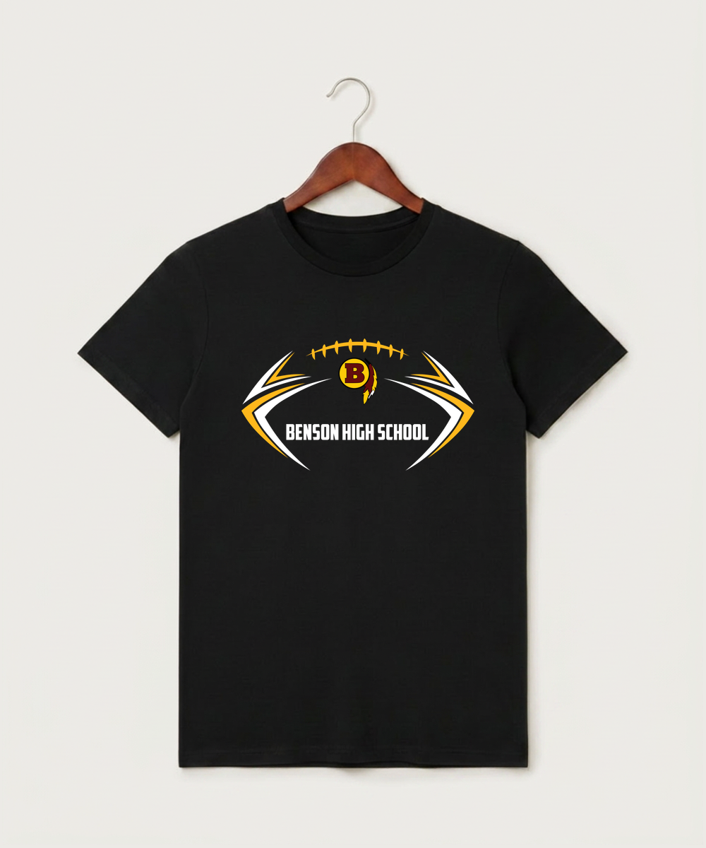 Benson High School Football (Boys) - Black T-Shirt - Full Front