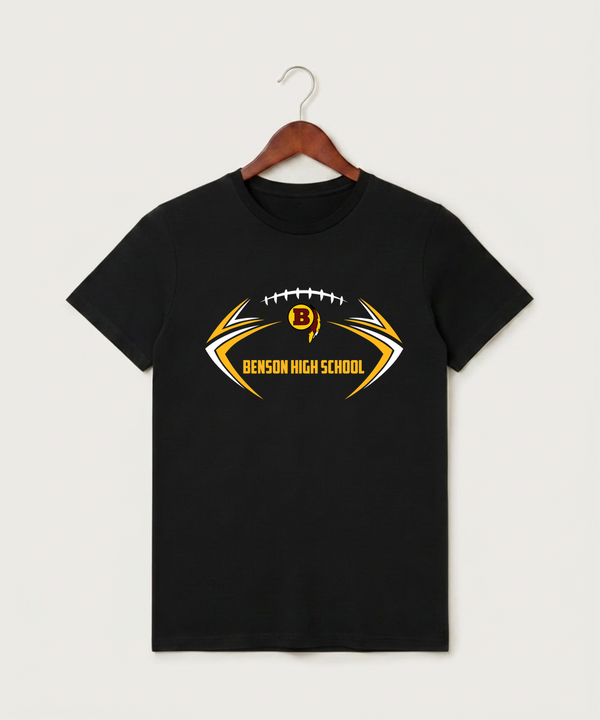Benson High School Football (Boys) - Black T-Shirt - Full Front