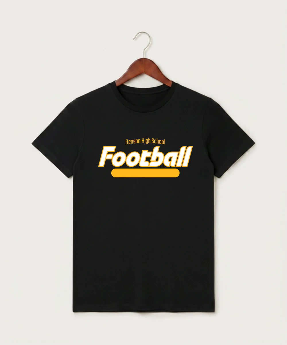Benson High School Football (Boys) - Black T-Shirt - Full Front