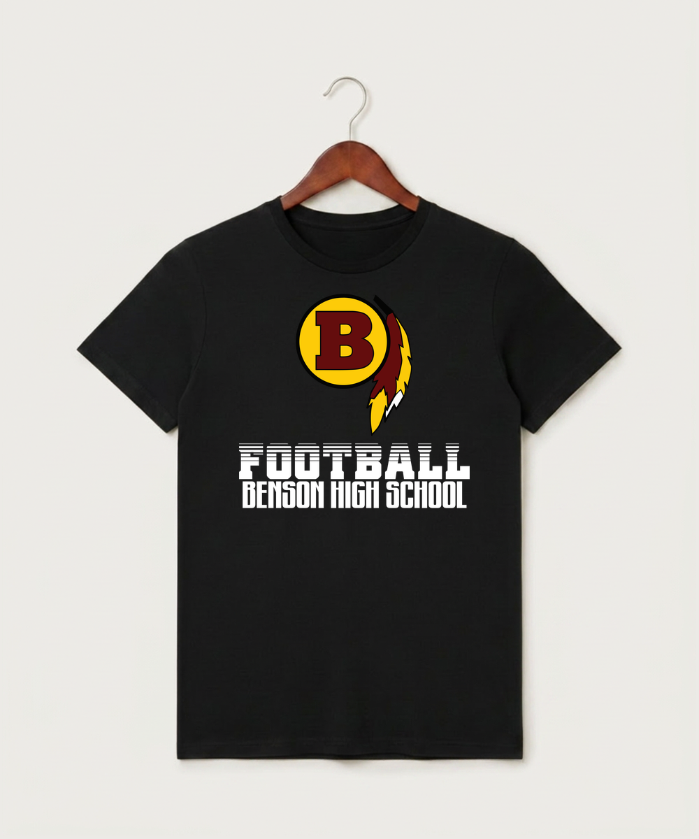 Benson High School Football (Boys) - Black T-Shirt - Full Front