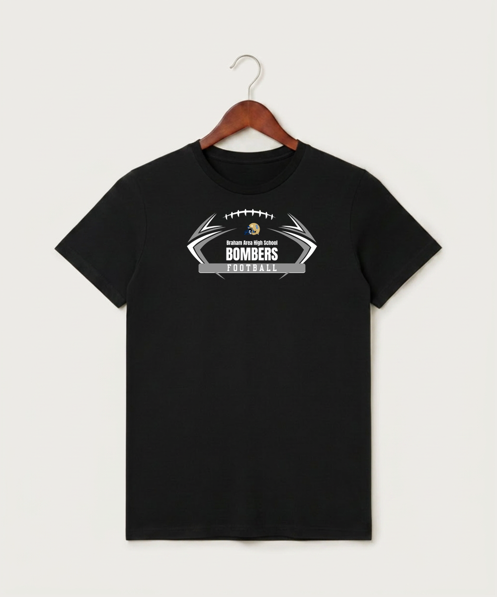 Braham Area High School Football (Boys) - Black T-Shirt - Full Front
