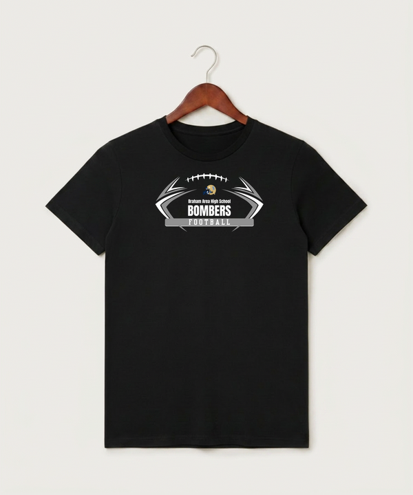 Braham Area High School Football (Boys) - Black T-Shirt - Full Front