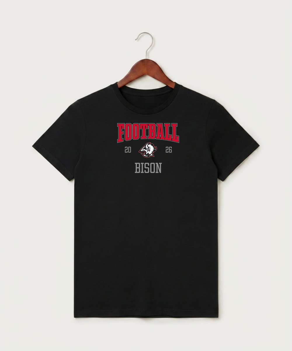 Buffalo High School Football (Boys) - Black T-Shirt - Full Front