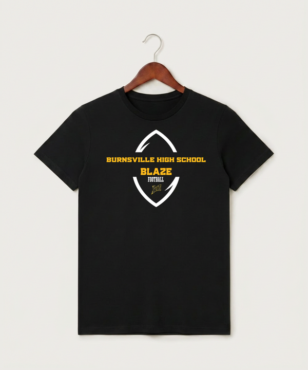Burnsville High School Football (Boys) - Black T-Shirt - Full Front