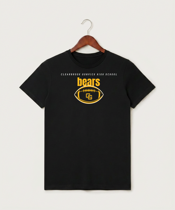 Clearbrook Gonvick High School Football (Boys) - Black T-Shirt - Full Front