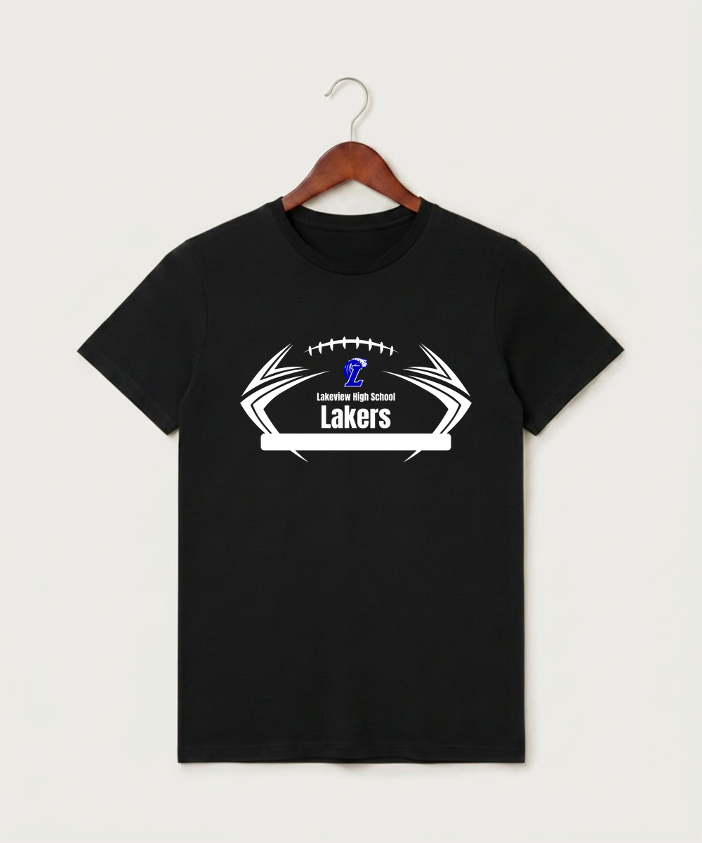 Lakeview High School Football (Boys) - Black T-Shirt - Full Front