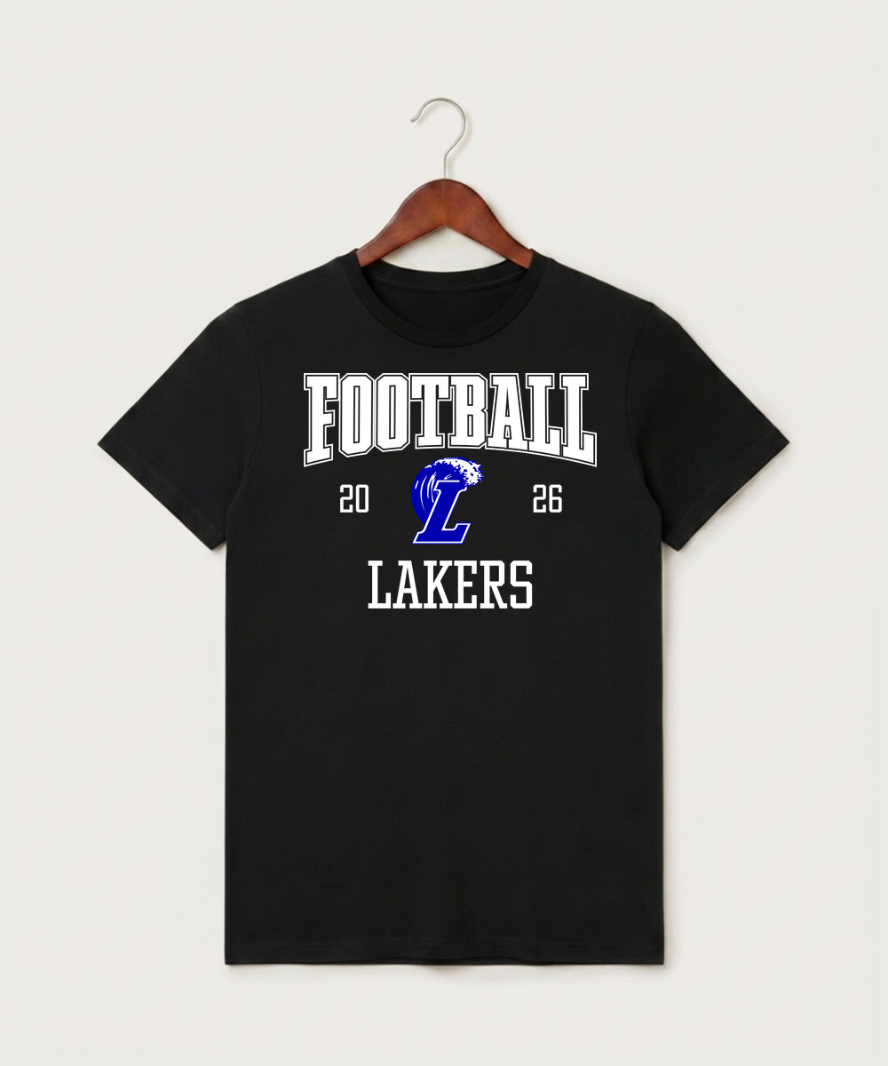 Lakeview High School Football (Boys) - Black T-Shirt - Full Front