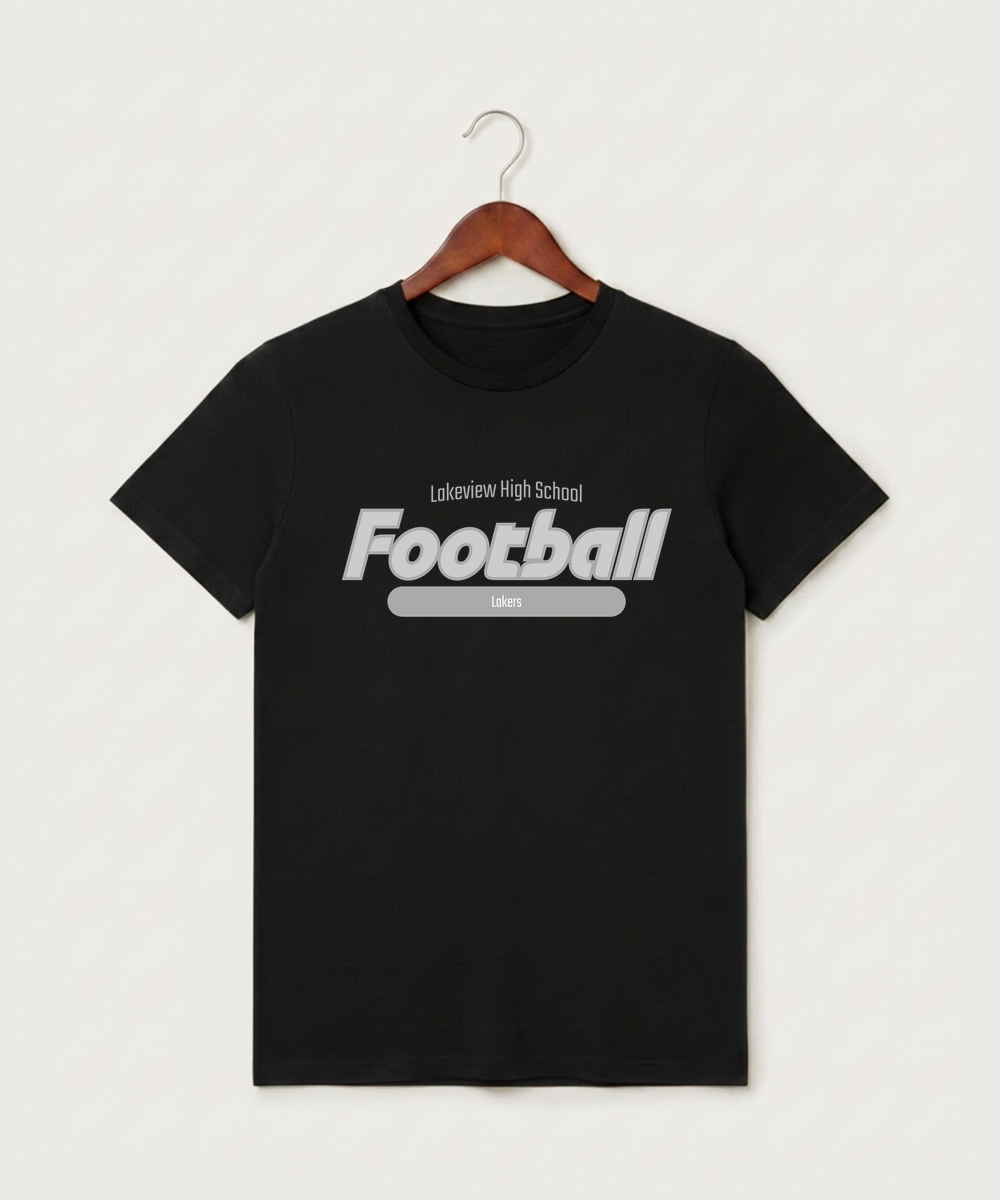 Lakeview High School Football (Boys) - Black T-Shirt - Full Front