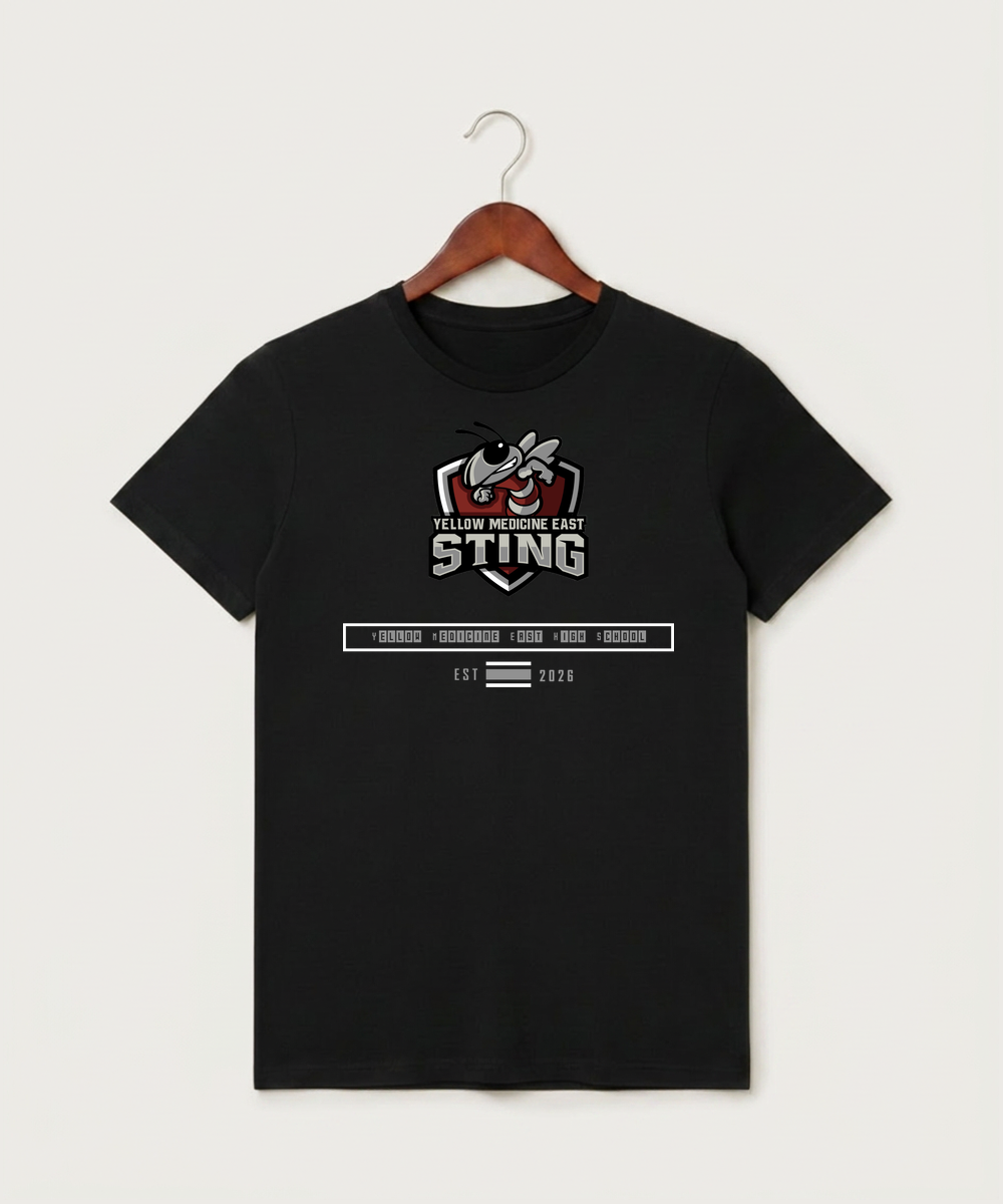 Yellow Medicine East High School Athletics - Black T-Shirt - Full Front