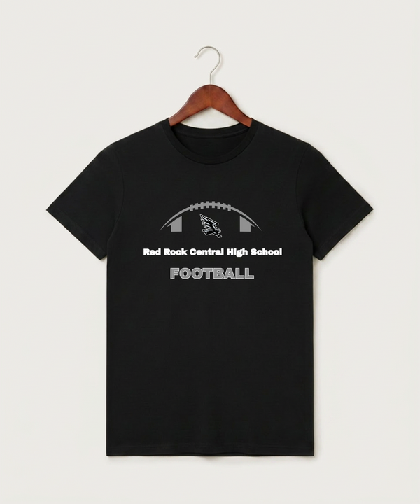 Red Rock Central High School Football (Boys) - Black T-Shirt - Full Front