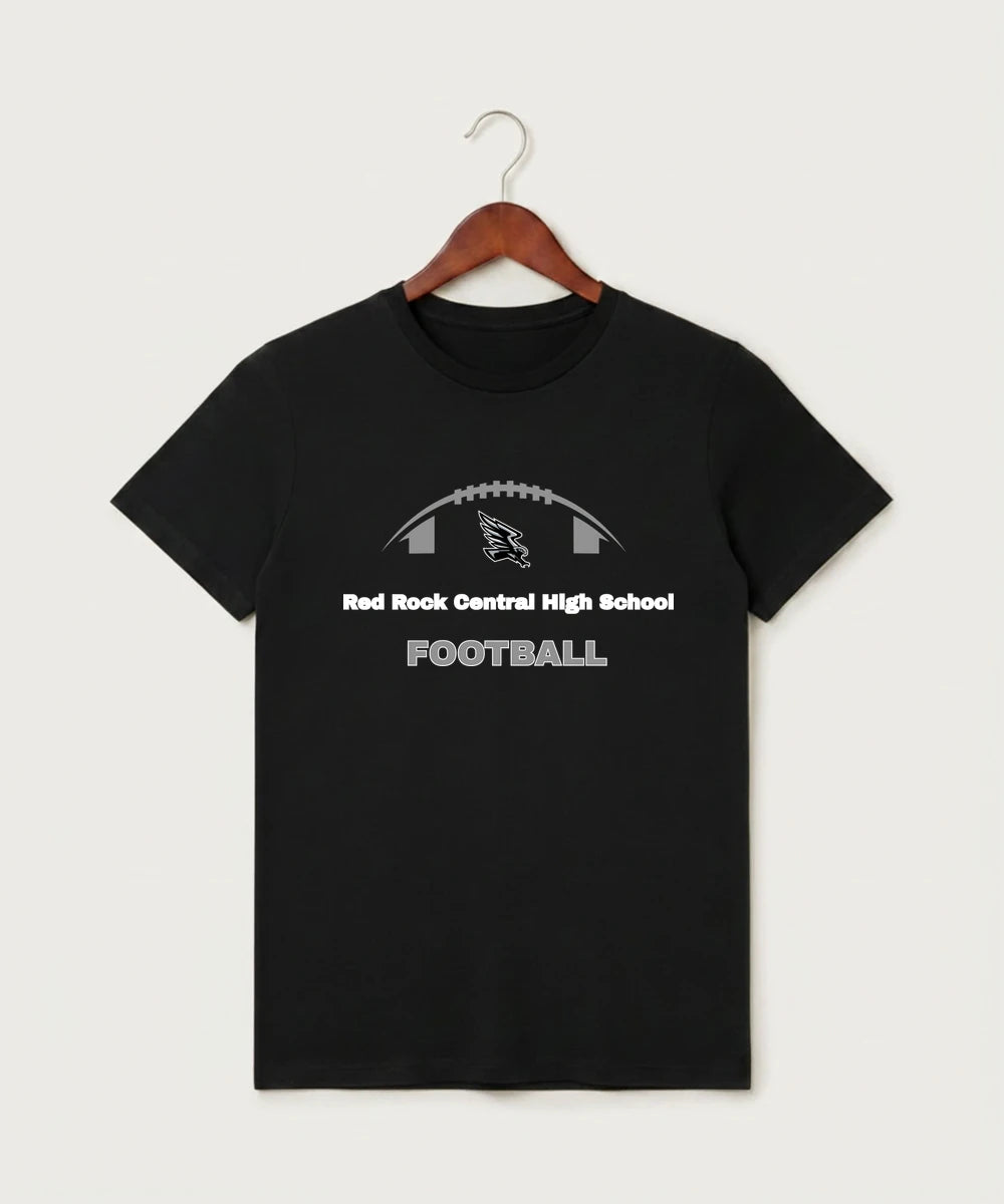 Red Rock Central High School Football (Boys) - Black T-Shirt - Full Front
