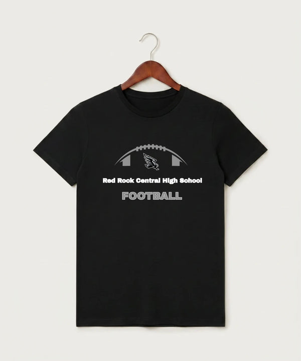 Red Rock Central High School Football (Boys) - Black T-Shirt - Full Front