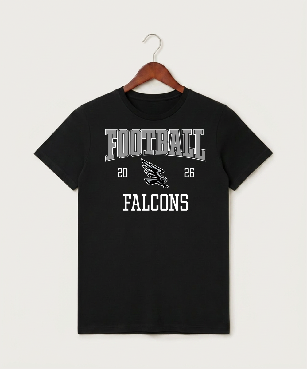 Red Rock Central High School Football (Boys) - Black T-Shirt - Full Front