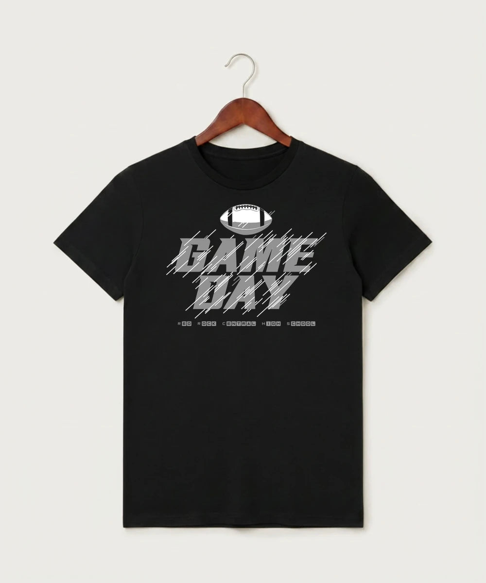 Red Rock Central High School Football (Boys) - Black T-Shirt - Full Front