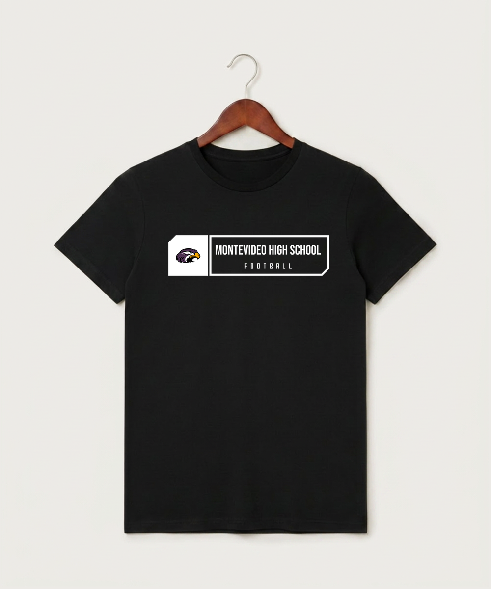 Montevideo High School Football (Boys) - Black T-Shirt - Full Front
