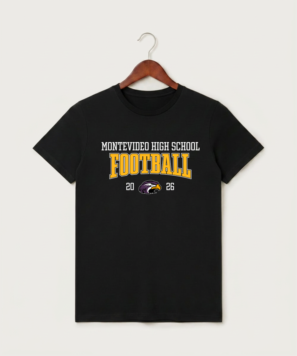 Montevideo High School Football (Boys) - Black T-Shirt - Full Front