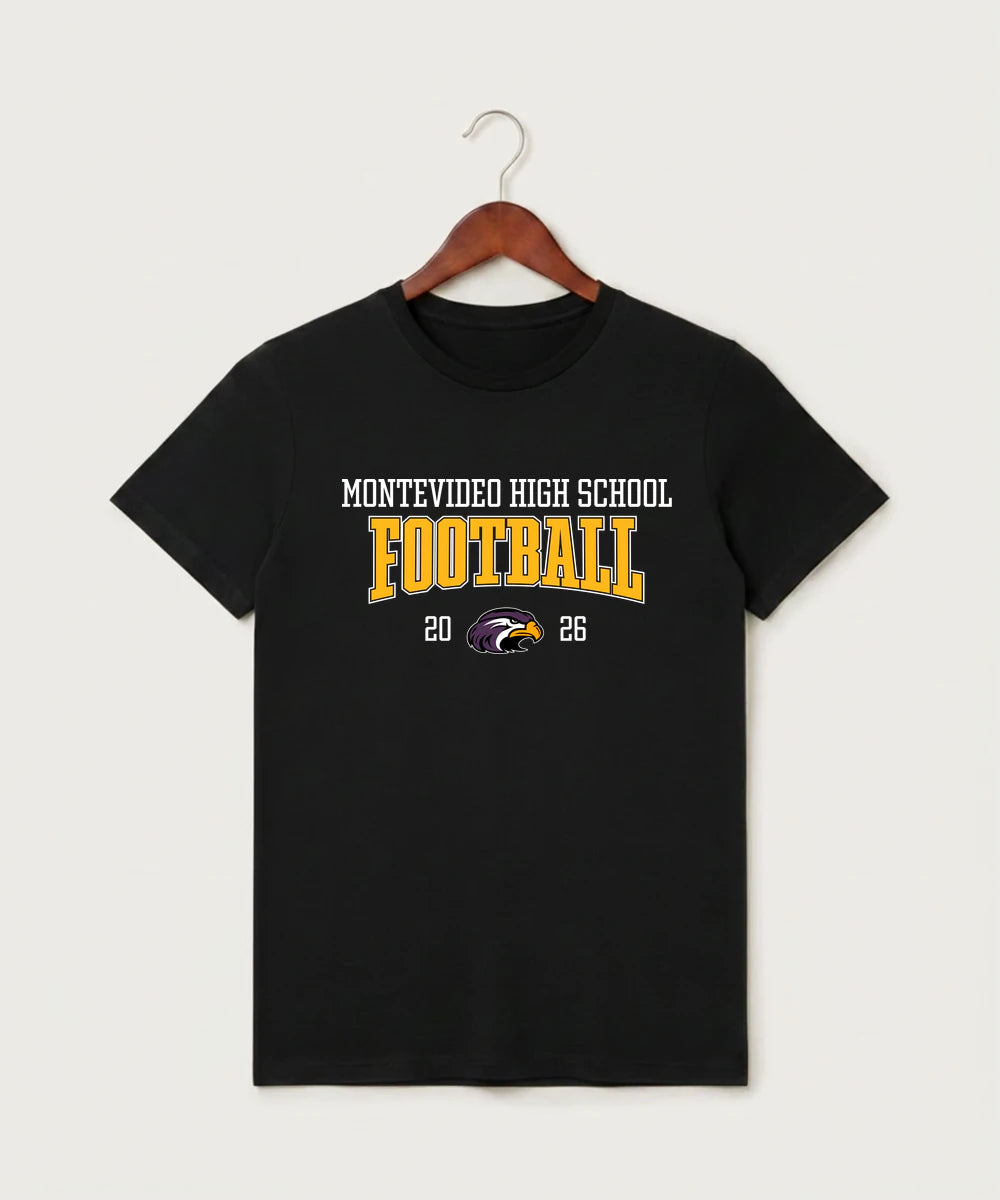 Montevideo High School Football (Boys) - Black T-Shirt - Full Front