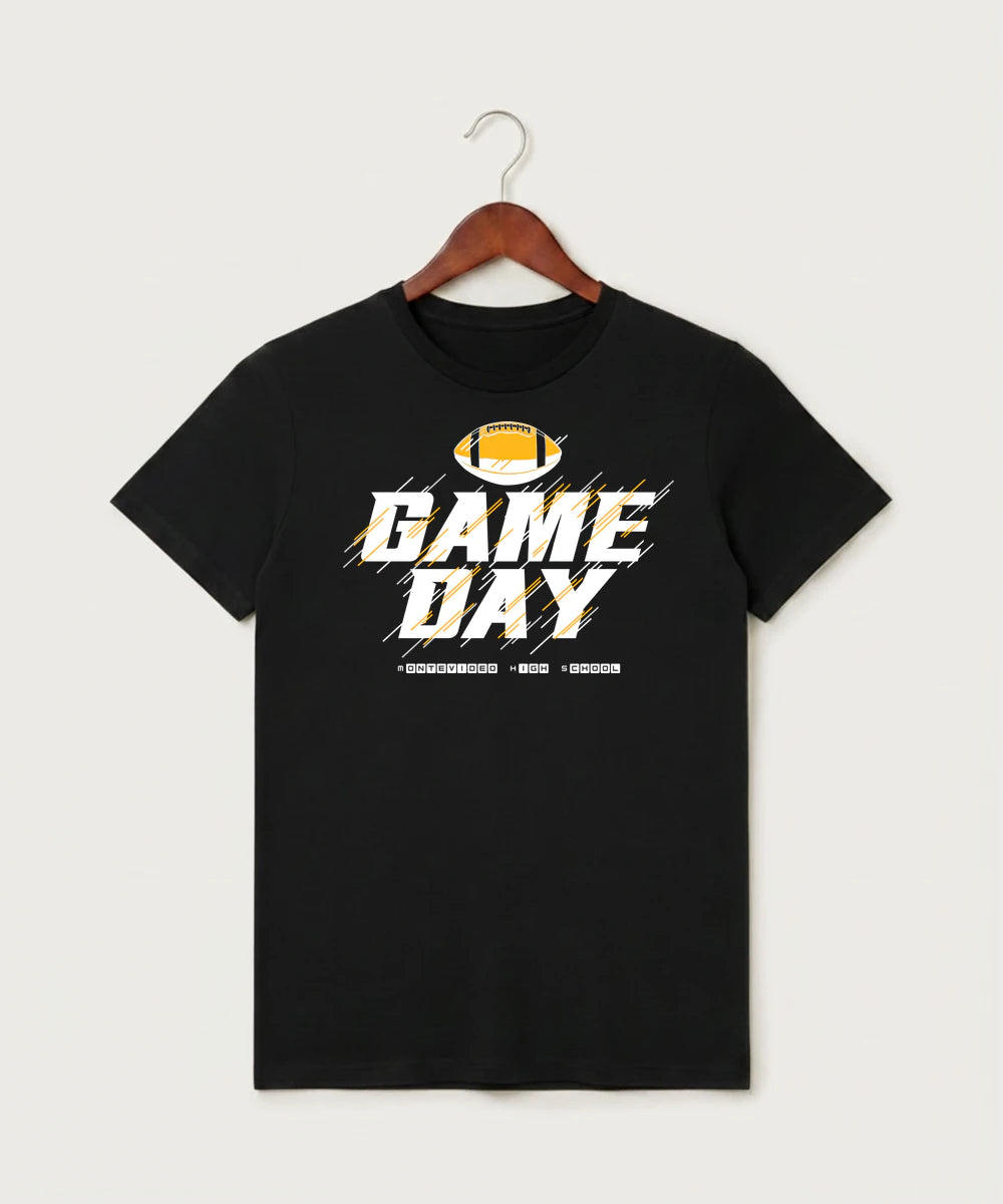 Montevideo High School Football (Boys) - Black T-Shirt - Full Front