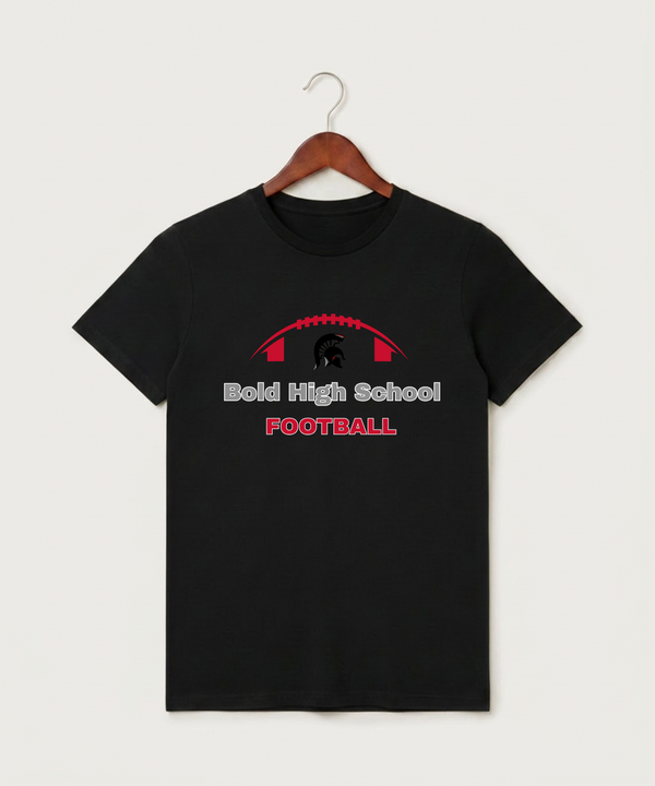 Bold High School Football (Boys) - Black T-Shirt - Full Front