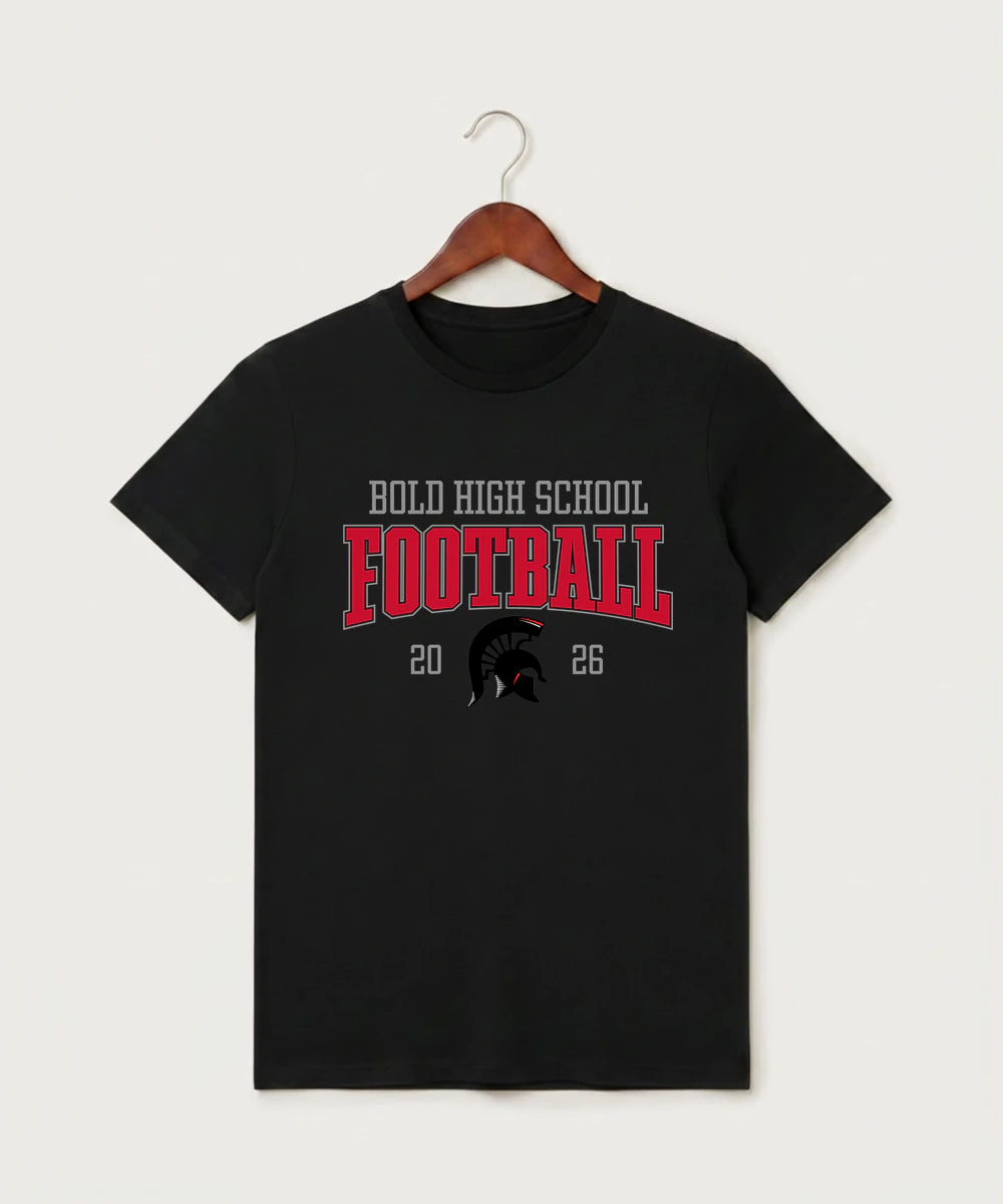 Bold High School Football (Boys) - Black T-Shirt - Full Front