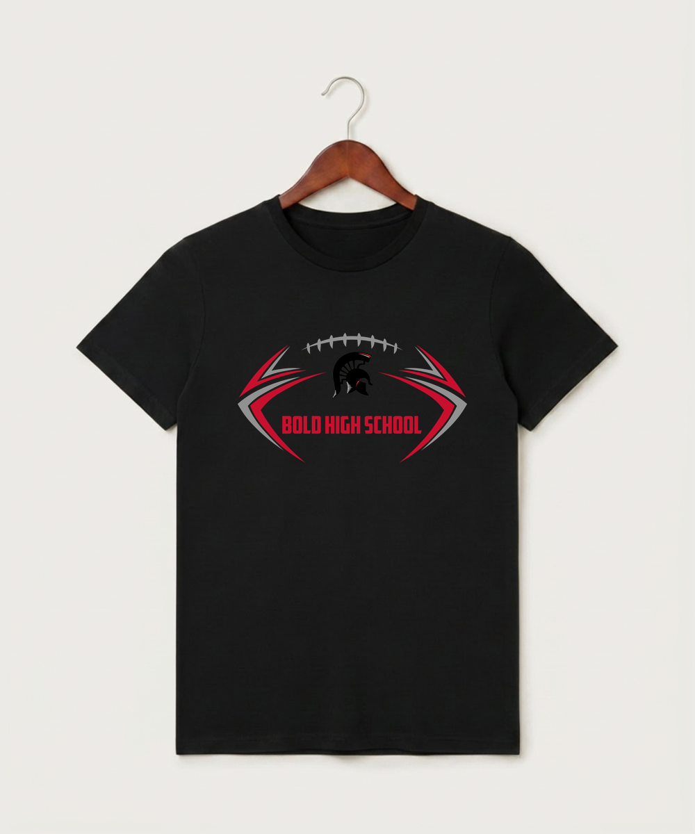 Bold High School Football (Boys) - Black T-Shirt - Full Front