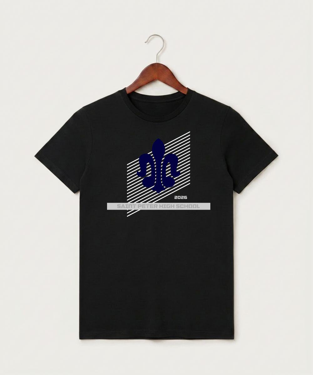 Saint Peter High School Athletics - Black T-Shirt - Full Front