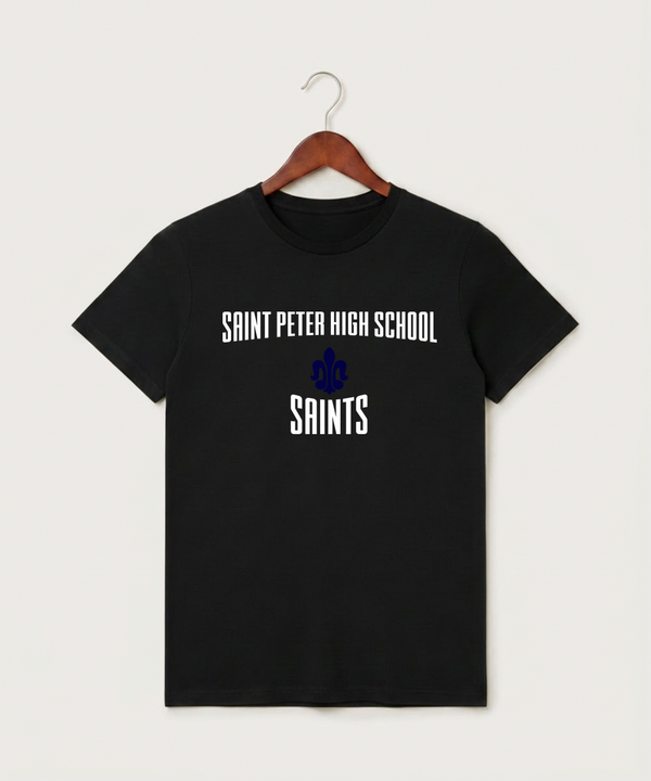 Saint Peter High School Athletics - Black T-Shirt - Full Front