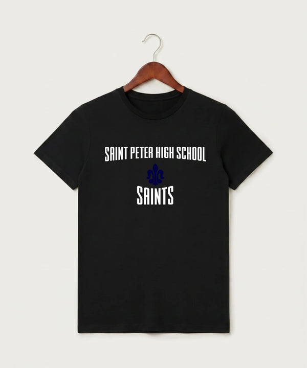 Saint Peter High School Athletics - Black T-Shirt - Full Front