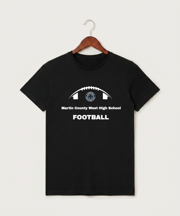 Martin County West High School Football (Boys) - Black T-Shirt - Full Front