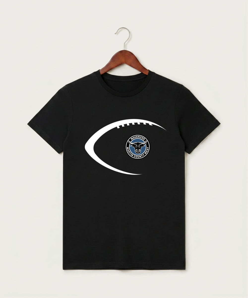 Martin County West High School Football (Boys) - Black T-Shirt - Full Front