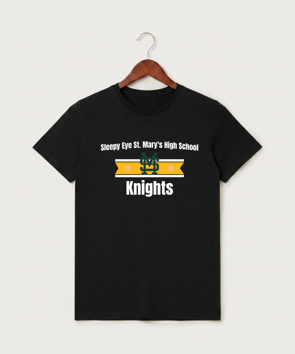 Sleepy Eye St. Mary's High School Athletics - Black T-Shirt - Full Front
