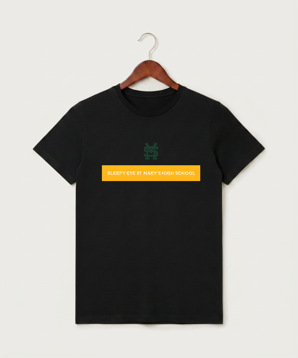Sleepy Eye St. Mary's High School Athletics - Black T-Shirt - Full Front
