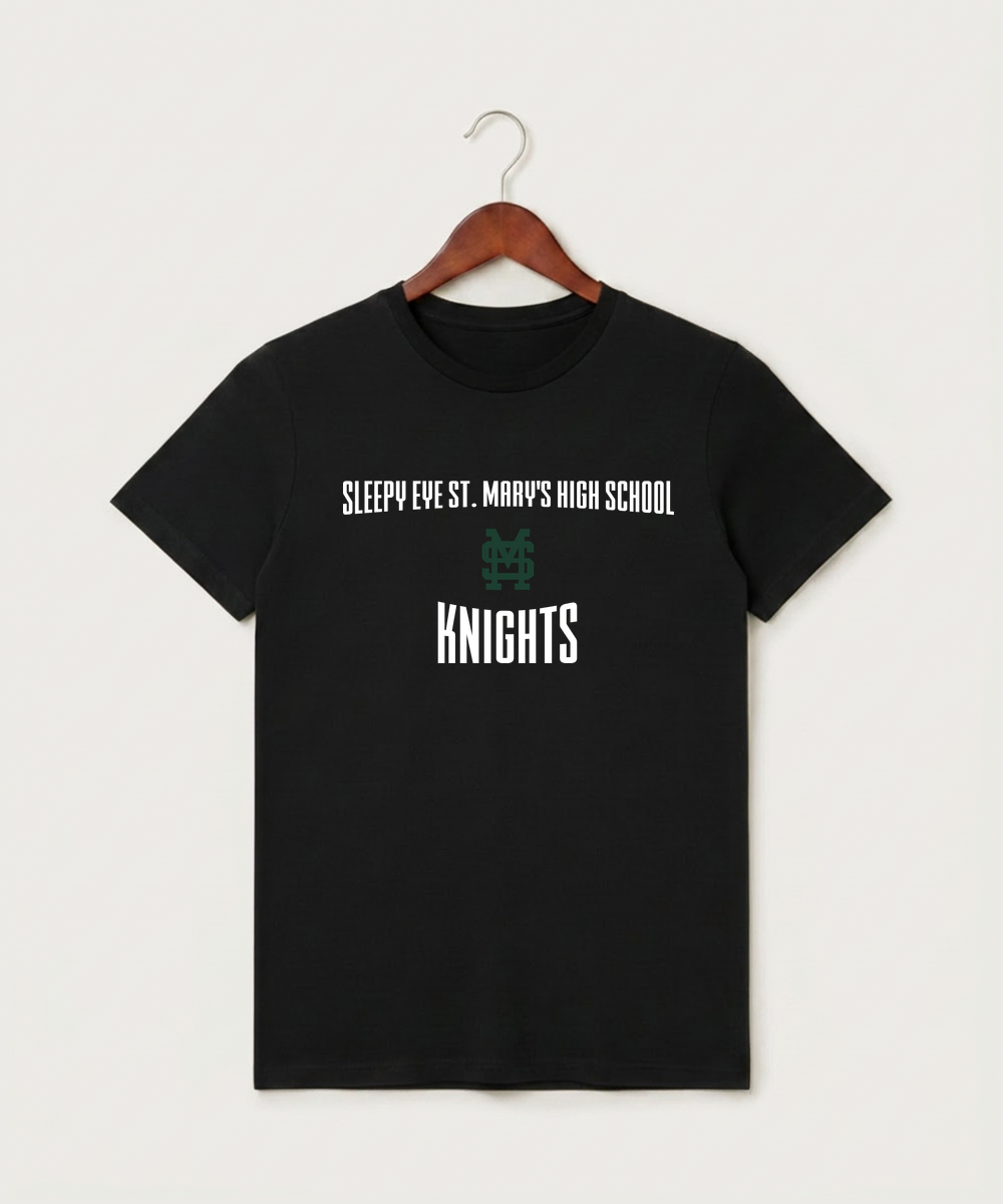 Sleepy Eye St. Mary's High School Athletics - Black T-Shirt - Full Front